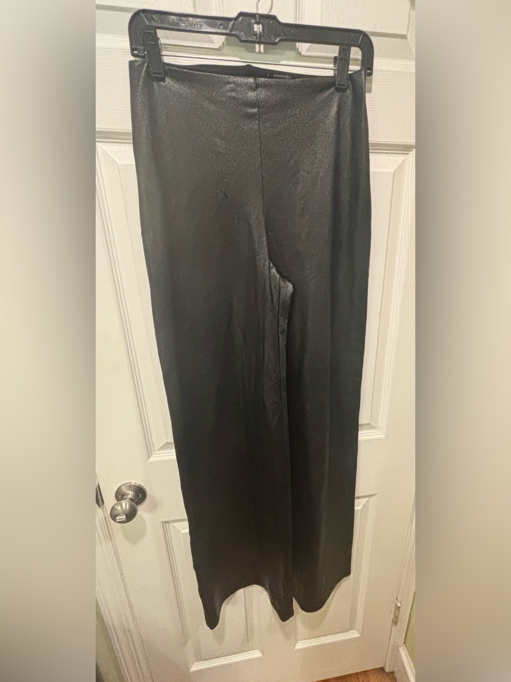 Commando Black Faux Leather High Rise Wide Leg Pants Womens Large
